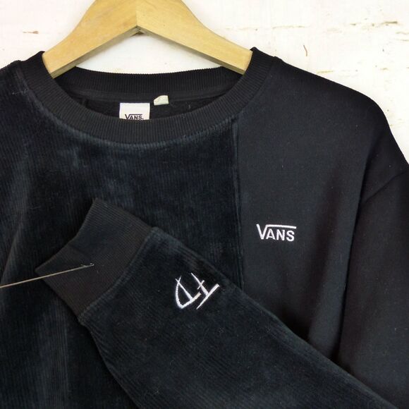 Vans X Fabiana Delfino Sweatshirt Women M Black Corduroy Blocked Patchwork Skate - Picture 4 of 10